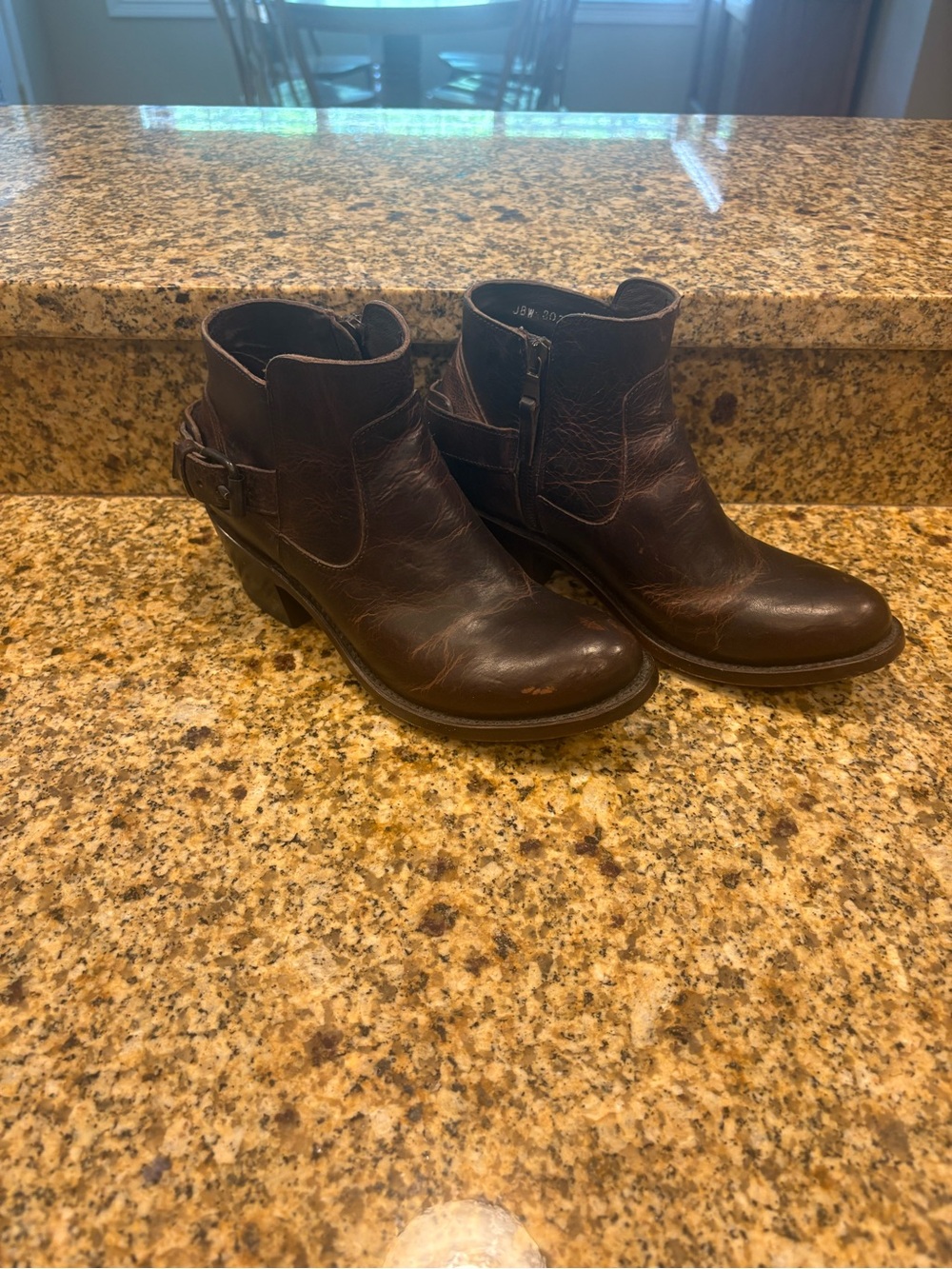 J.B. Dillon Short Zip Moto Brown Leather Cowboy Ankle Boots Size 7